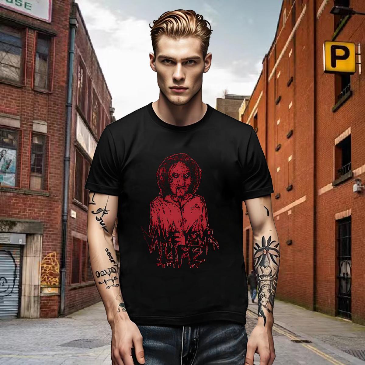 Factory Direct Men Tshirts 100% Cotton 230g Casual Beach skull Round Neck Short Sleeve T Shirts Men Loose Anime Tops