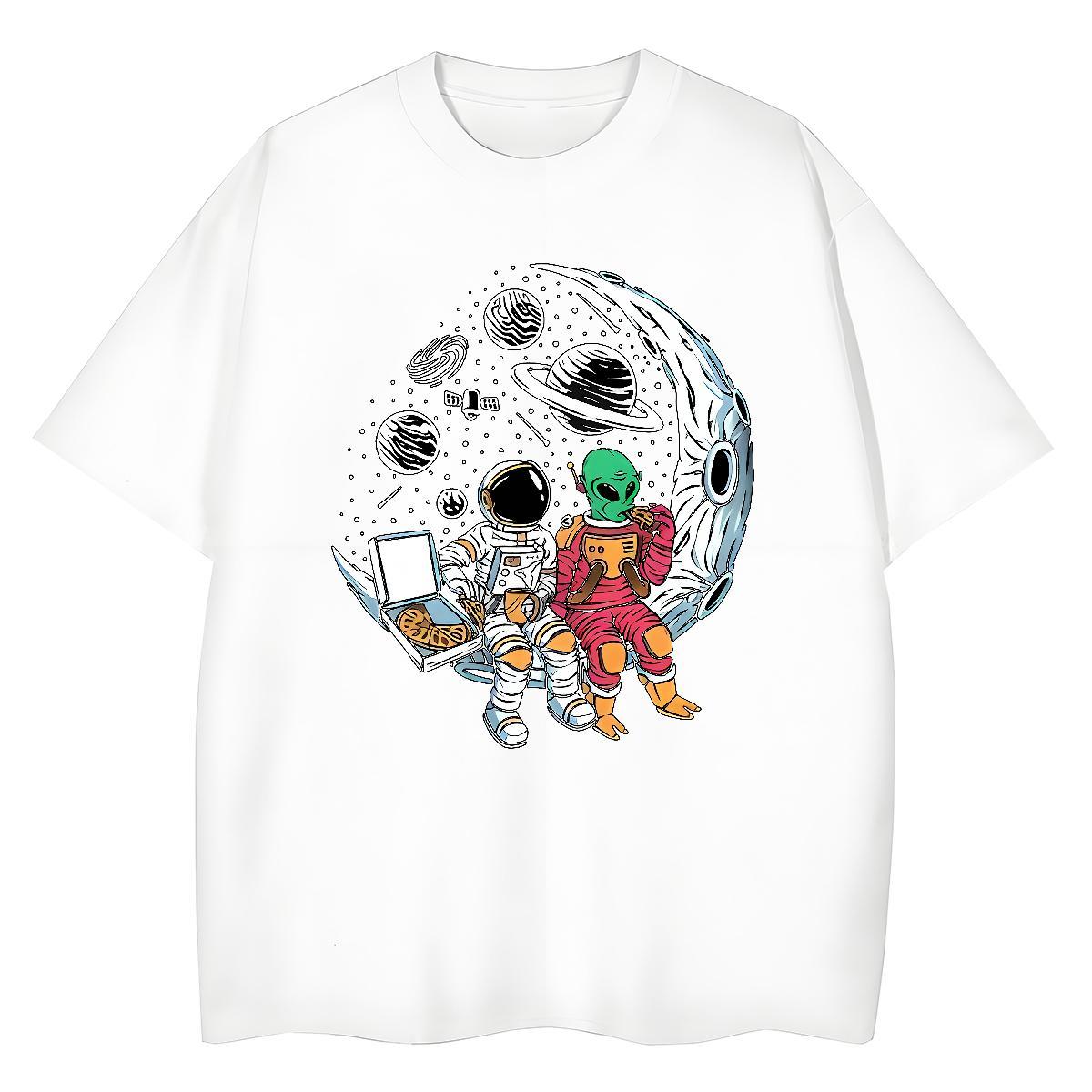 Fashion moon Couples T Shirts 100% Cotton 230g T Shirt For Man Custom Print Plus Size Outdoor Breathable Short Sleeve Cool Tops Shirt