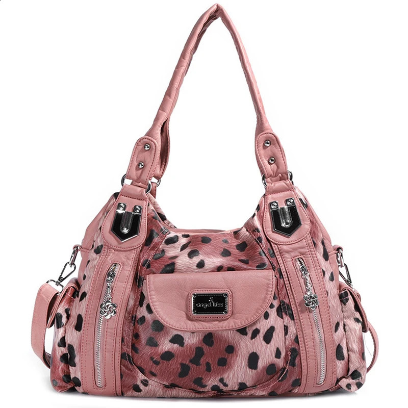 Women Soft PU Leather Handbags Large Capacity Shoulder Bags Multi-pocket Shopping Crossbody Bag Fashion Leopard Tote Bags 240821