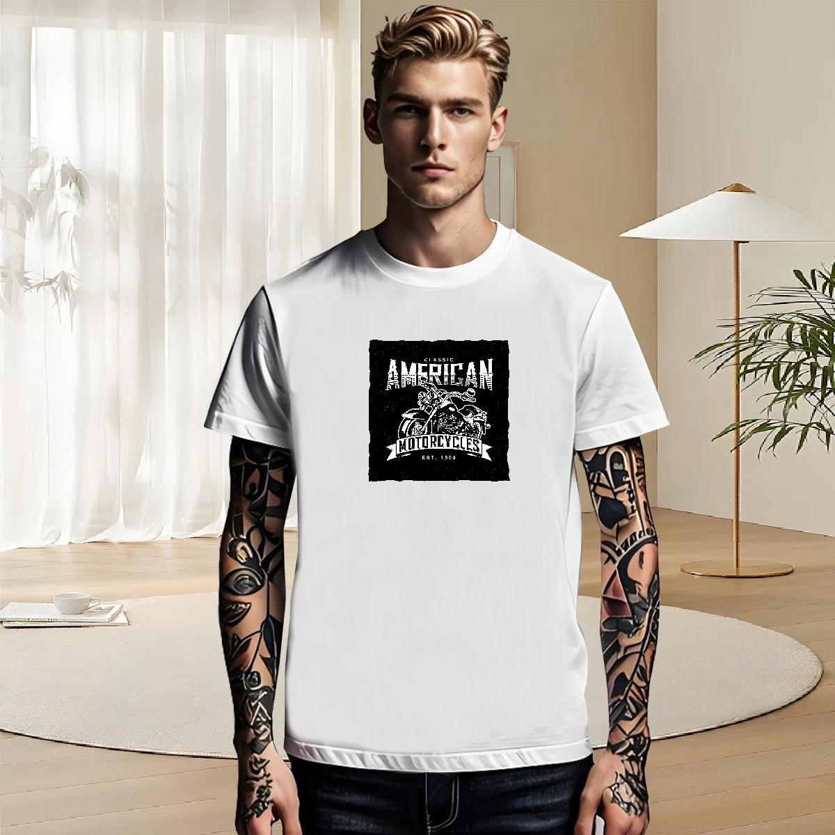 Soft Men Clothes T-Shirt Street Casual 100% Cotton 230g Custom Printed Pure Cotton Motorcycle T Shirts Men Factory Direct Tshirts