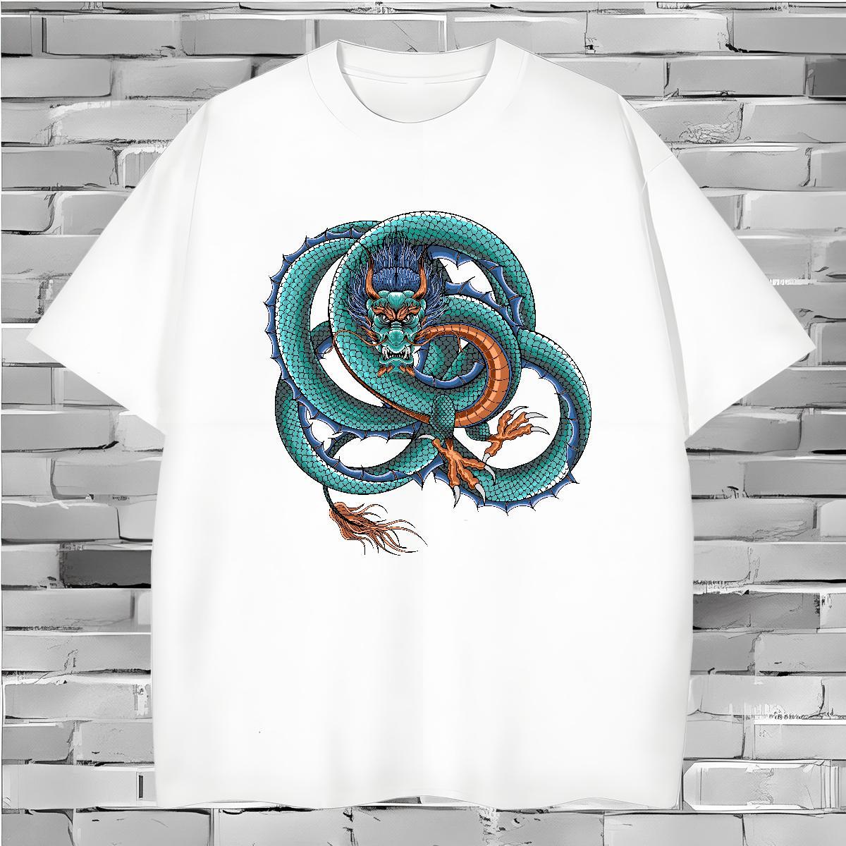 TOP Quality dragon T-Shirts Outdoor Mens Tshirts 230g Pure Cotton Fashion Casual Breathable Crew Neck Black Oversized Tees