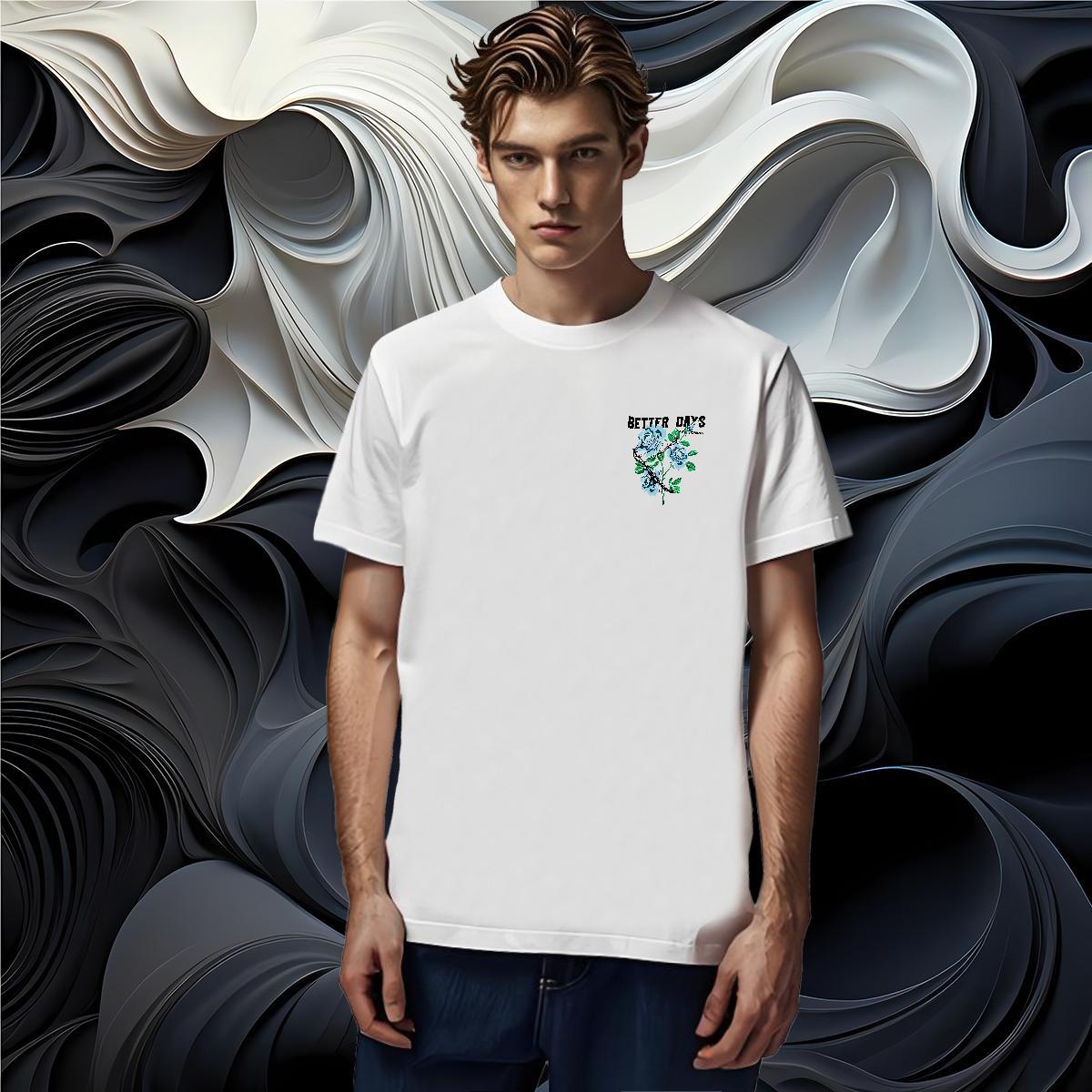 Unisex flower T Shirt For Man Hip Hop Street Men Tees 230g 100% Cotton Casual New O Neck Short Sleeves Skull Top Tees