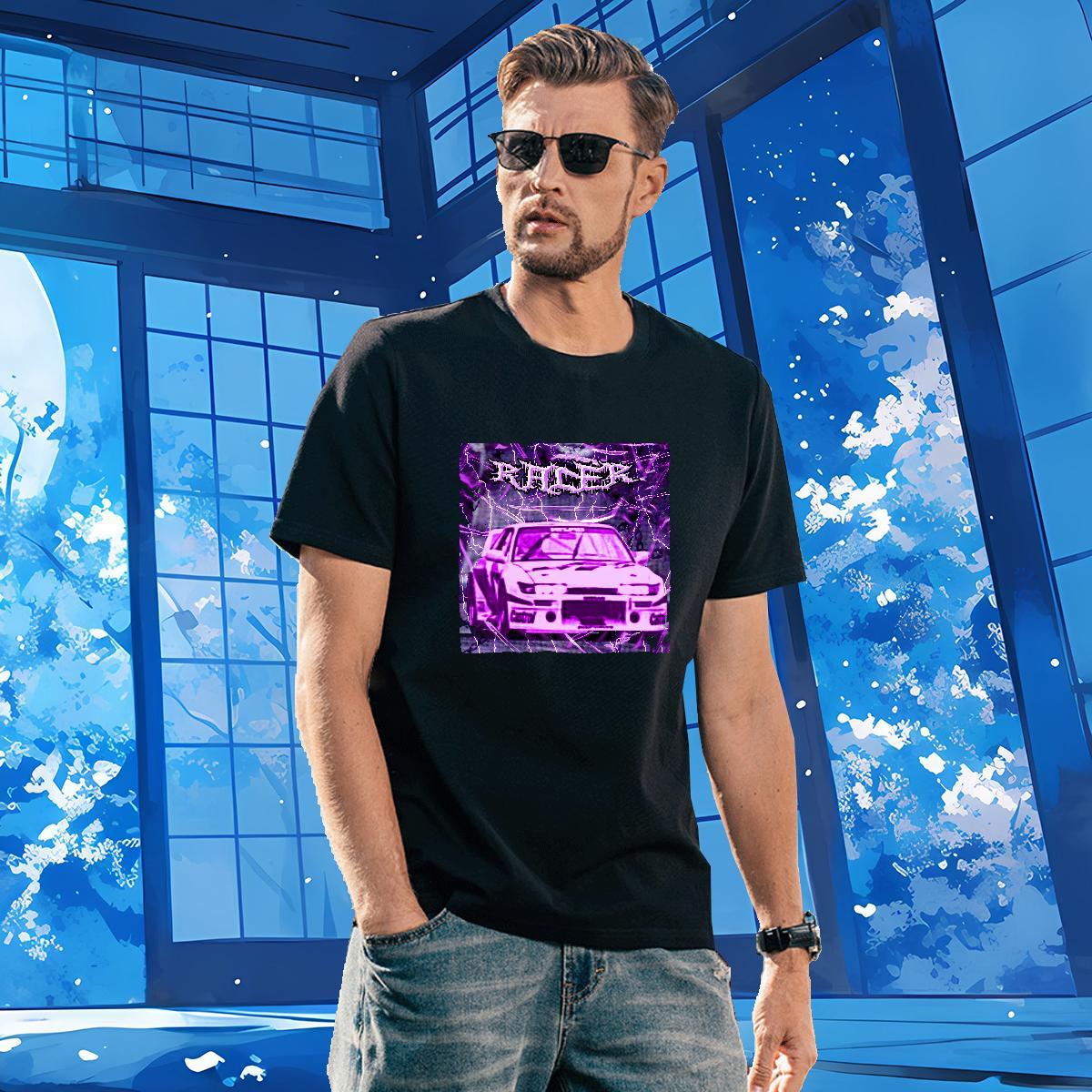 Classic car T Shirt For Man Spring Summer Men Tops Tees 230g 100% Cotton 2024 Breathable Short Sleeve Custom Printing Clothings
