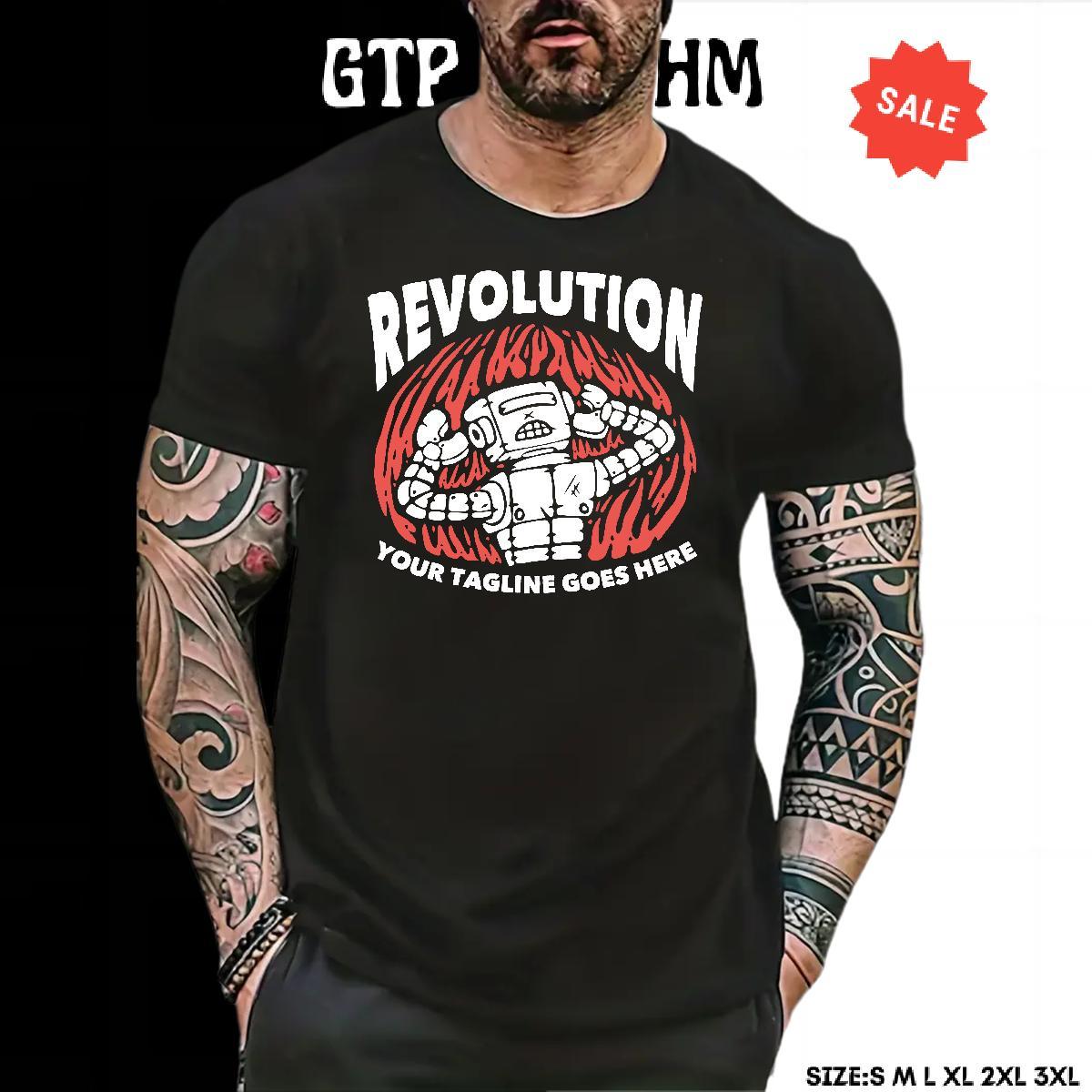 Wholesale Mens Tshirts Sports Casual 100% Cotton 230g Plus Size Cartoon O Neck Short Sleeves robot Mens T Shirts Casual New Tees Shirts