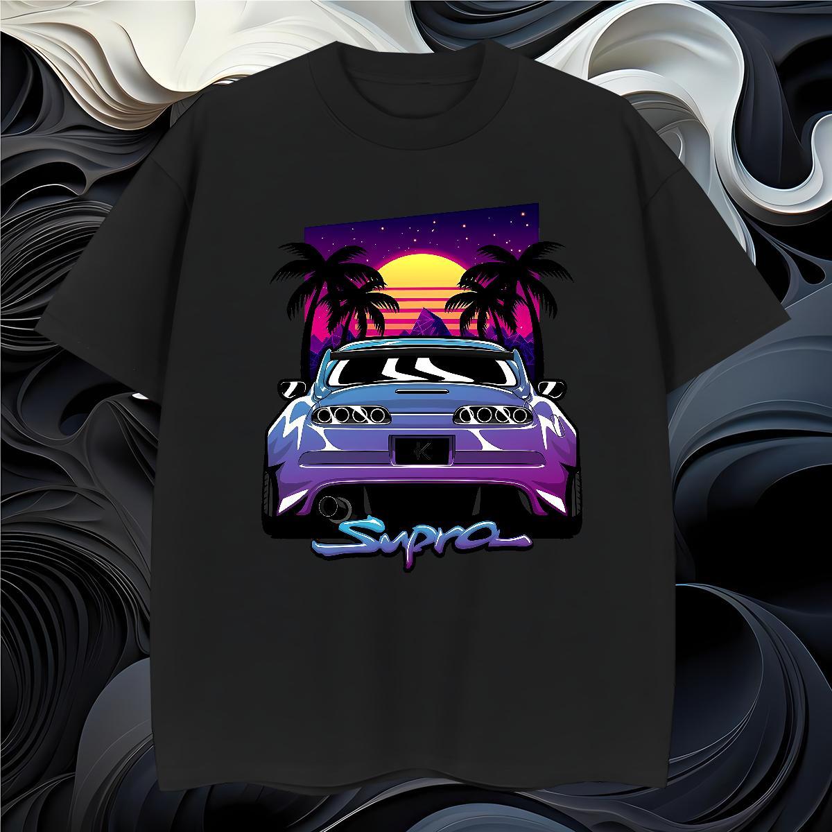 Classic car Man T Shirts Beach Men Tops Tees 230g Cotton New Arrival Short Sleeve Soft Custom Printing Tshirts
