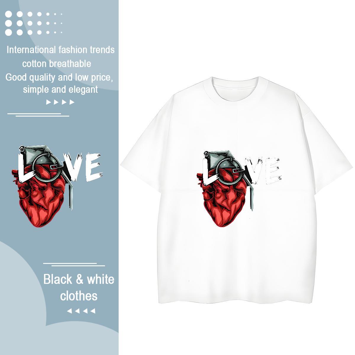 Soft Women Tshirts 100% Cotton 230g letter High Street Hip Hop Woman T Shirts Crew Neck Custom Cartoon Polos