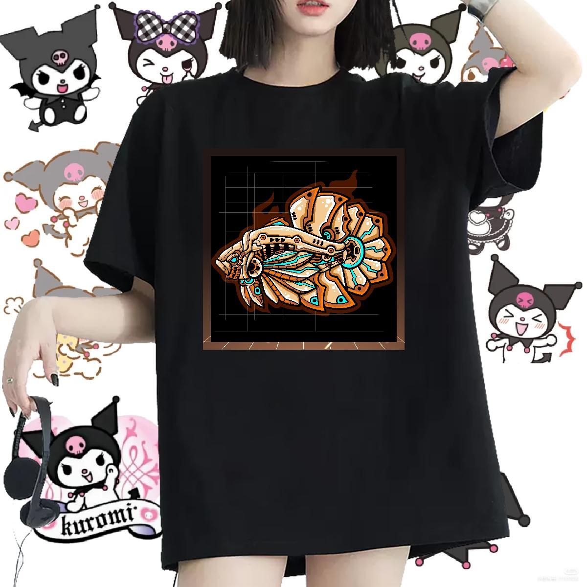 Factory Direct Woman T Shirts O Neck Short Sleeves 100% Cotton 230g Womens Tshirts DIY Printed Robotic fish Spring Summer Popular Clothes Shirt