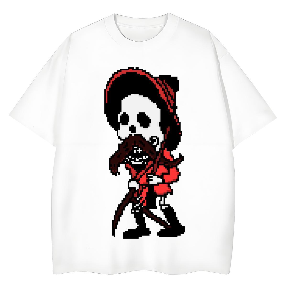 Fashion New Women T Shirts 230g 100% Cotton Comfortable Casual Beach skull Tshirt for Man Woman Wholesale Cartoon Floral Printing Clothes