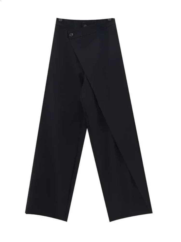 Deeptown Women Wide Suit Pants High Waist Black Japanese Style Baggy Trousers Gothic Irregular Straight Pants Casual Streetwear 240821