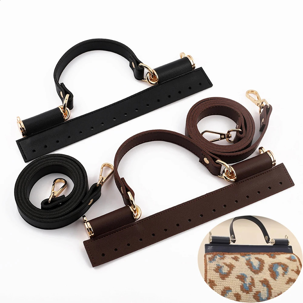 1 set of leather crochet bag handles perforated knitted bag accessories DIY shoulder handbag knitted bag 240821