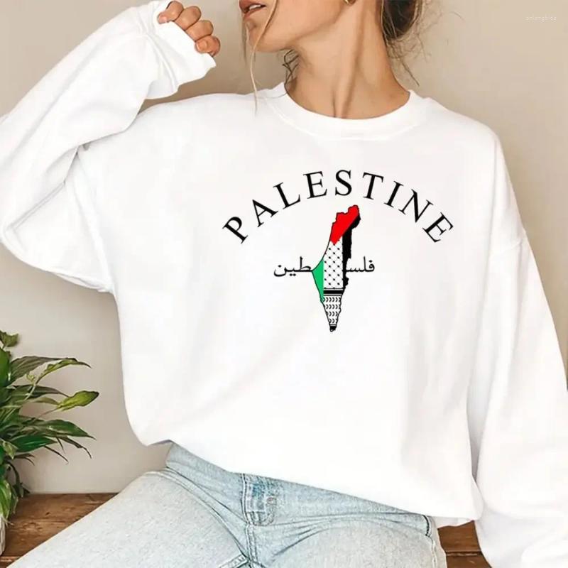 Womens Hoodies Palestine Map Sweatshirt Palestinian Arabic Name Printed Sweater Adult Pullover Crewneck