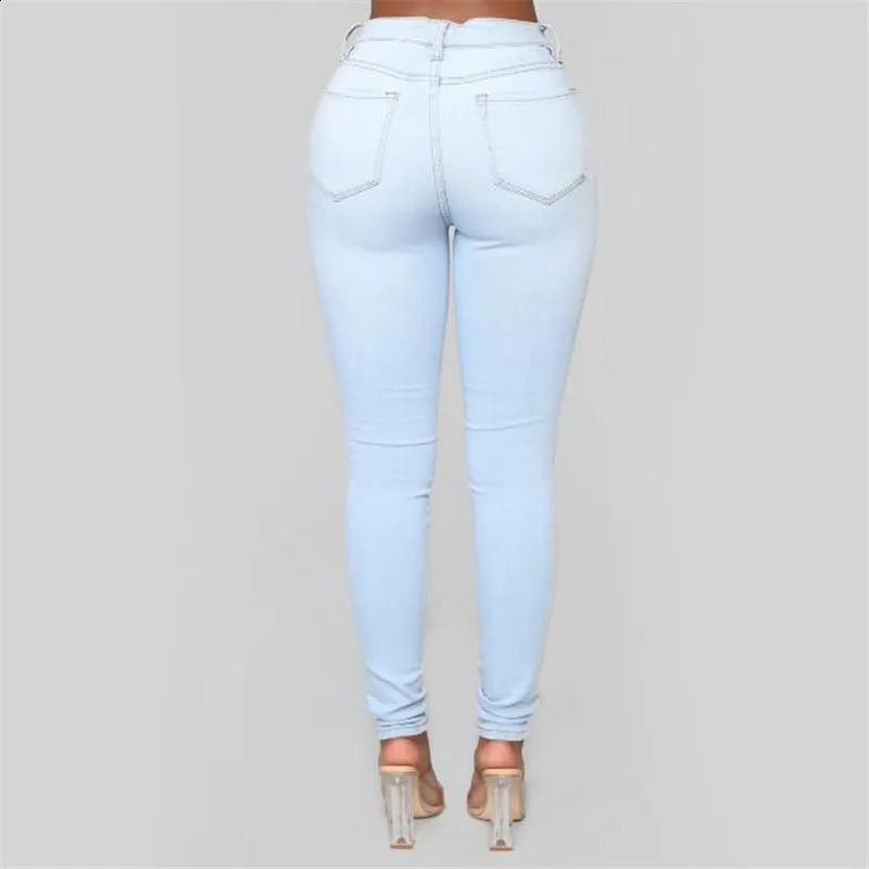 Low price promotion women high waist jeans casual skinny slim jeans high stretch denim pencil pants plus size S-3XL 240821