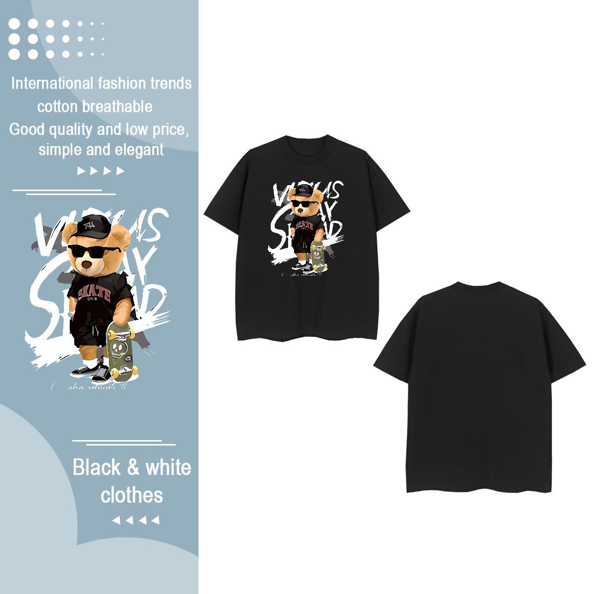 New Arrival Woman T Shirts Breathable Short Sleeve 230g 100% Cotton Couples T Shirts Oversized bear Sports Street Wear Lady Clothes