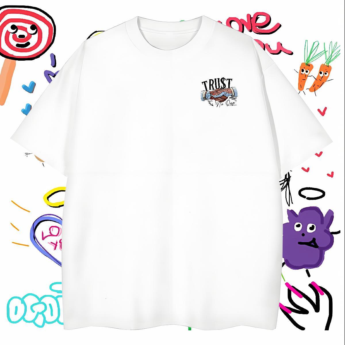 DIY Casual Men Tees friendship O-Neck Short Sleeve 230g Pure Cotton T Shirts Men Cool Design Oversized Tops
