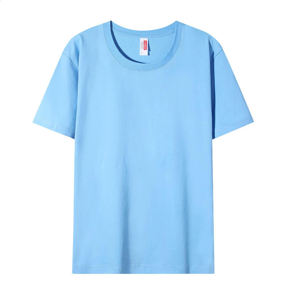Basic crew collar Tshirt 100% pure cotton summer premium short sleeved unisex wholesale mens Coton Remeras De Algodon 240822