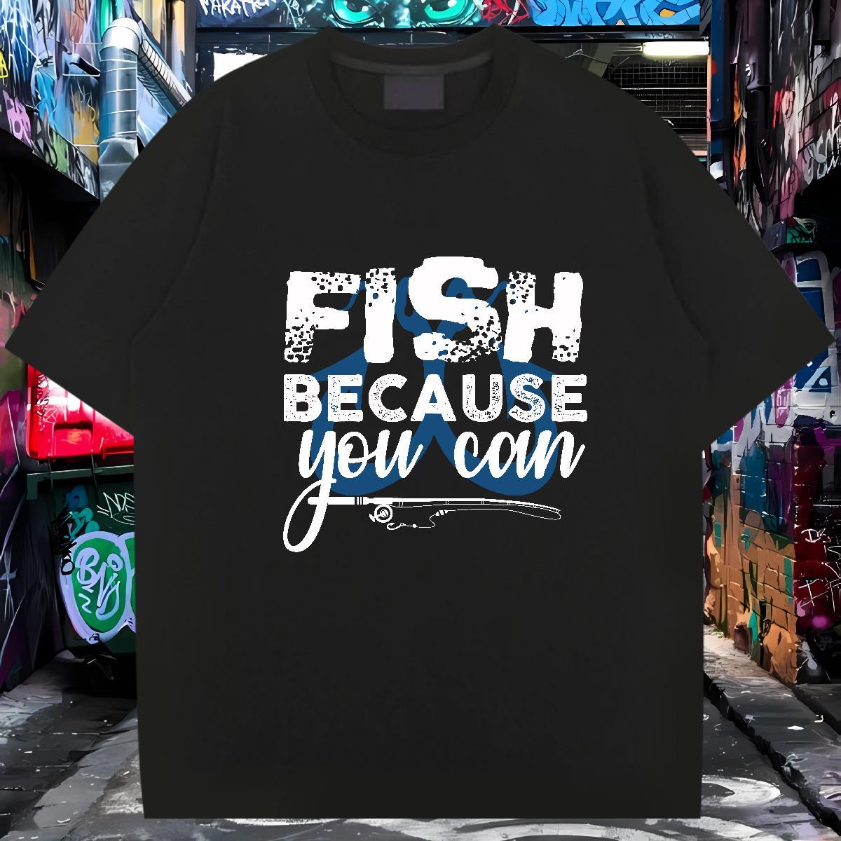 Unisex fish T shirt Hip Hop Men Clothes T-Shirt 230g Cotton 2024 Summer Breathable Crew Neck Custom Anime Wear