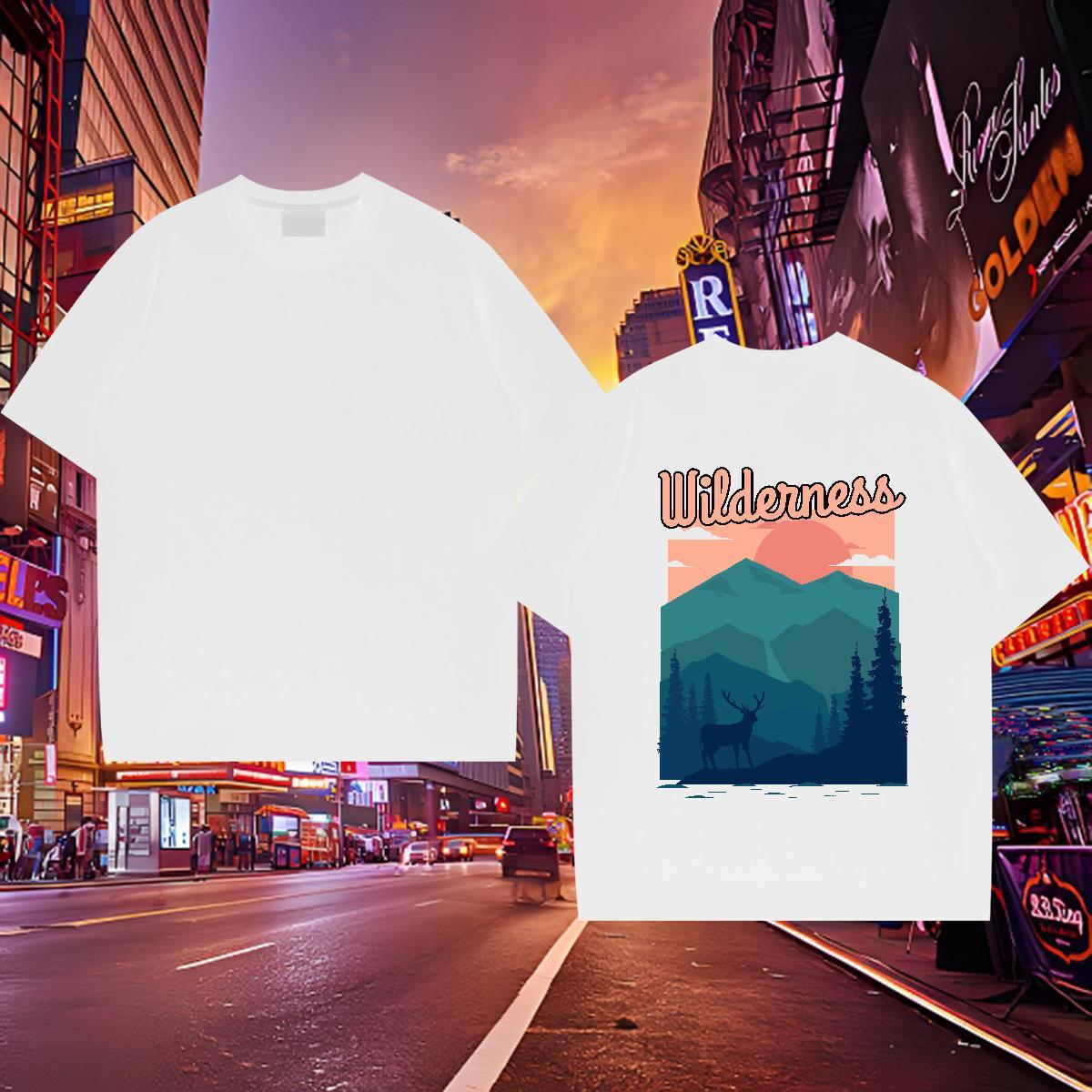 Free Shipping T shirt 230g 100% Cotton mountains Casual Beach DIY Anime Breathable Short Sleeve Tshirts New Arrival Clothings