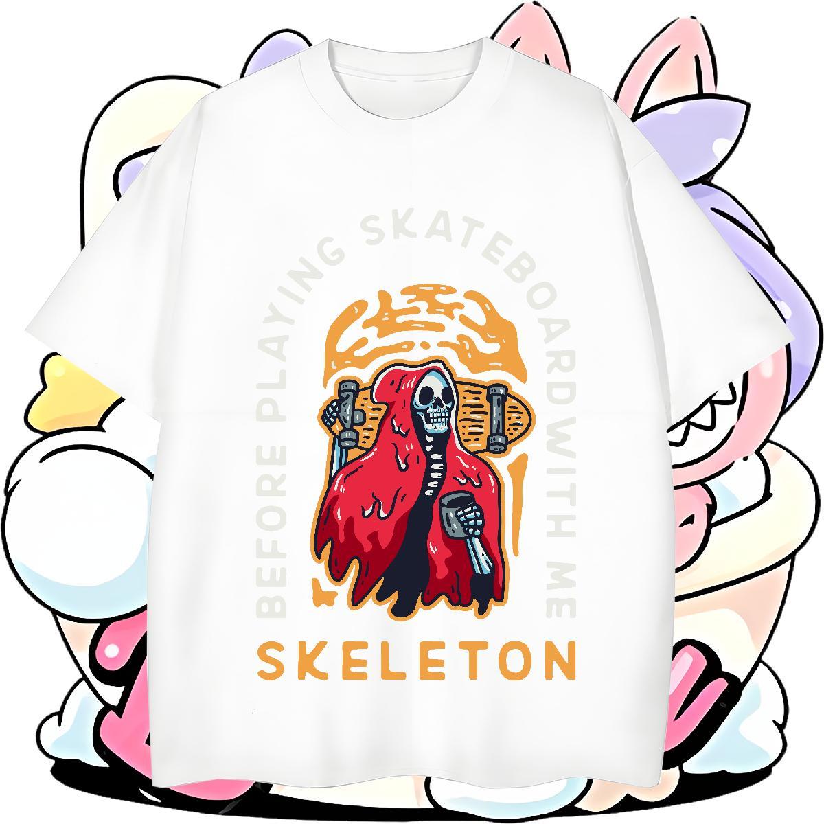 Classic T Shirt For Man 230g Cotton skull Sport Custom Printing Breathable Short Sleeve Mens Tshirts Classic Casual Clothes