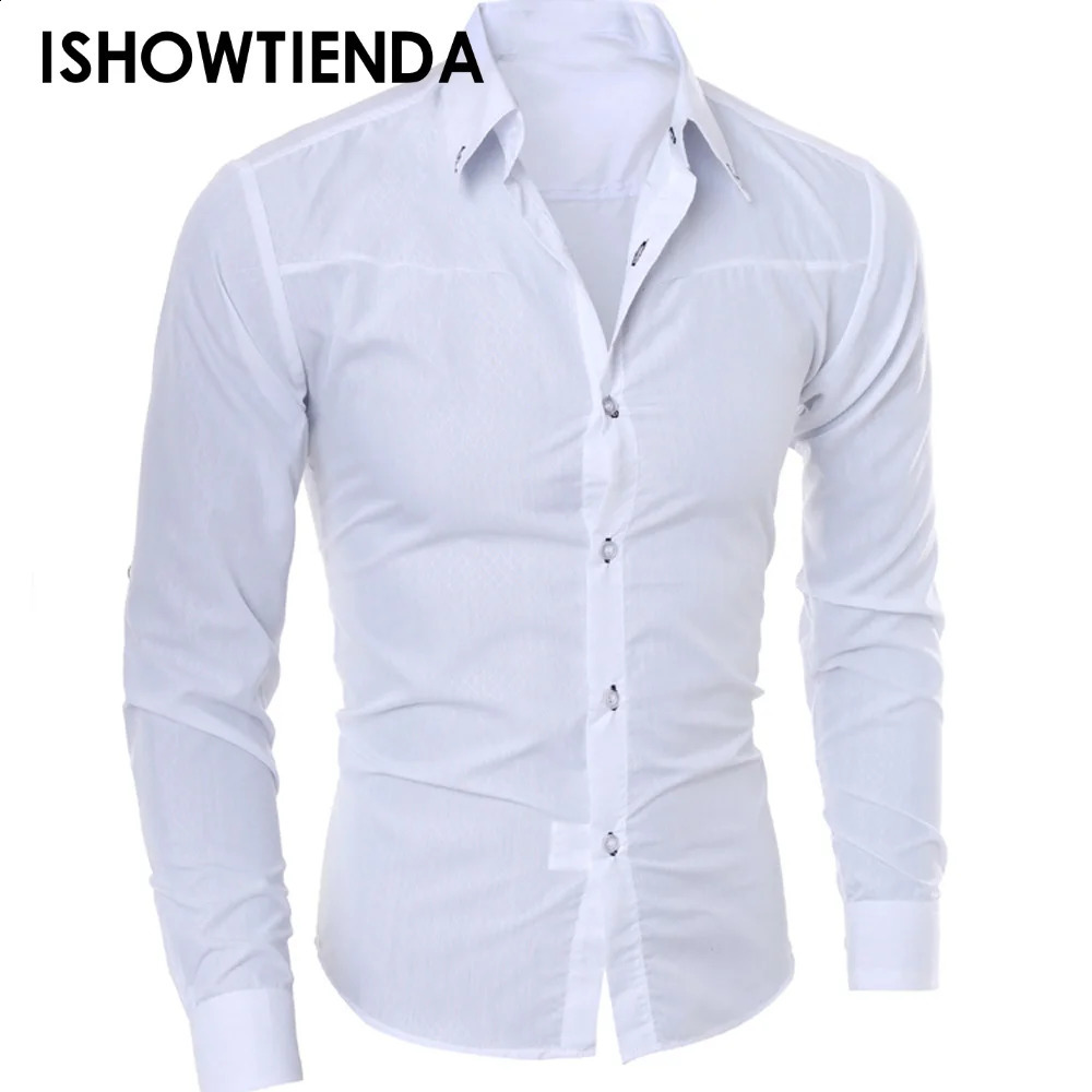 Mens Fashion Printed Shirts Male Long-sleeve Lapel Business Shirts Man Casual Long Sleeve Slim Shirts Tops Blouse Men Clothing 240822