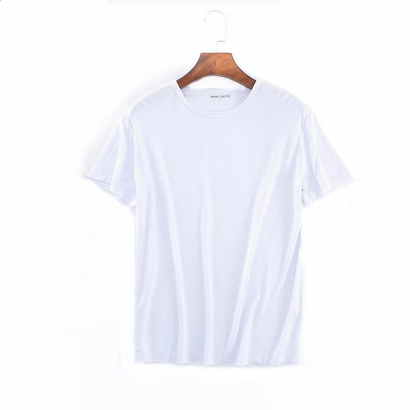 Mens Modal Tshirt Short Sleeve Loose Oneck Bottom Large Underwear Solid Color 240822