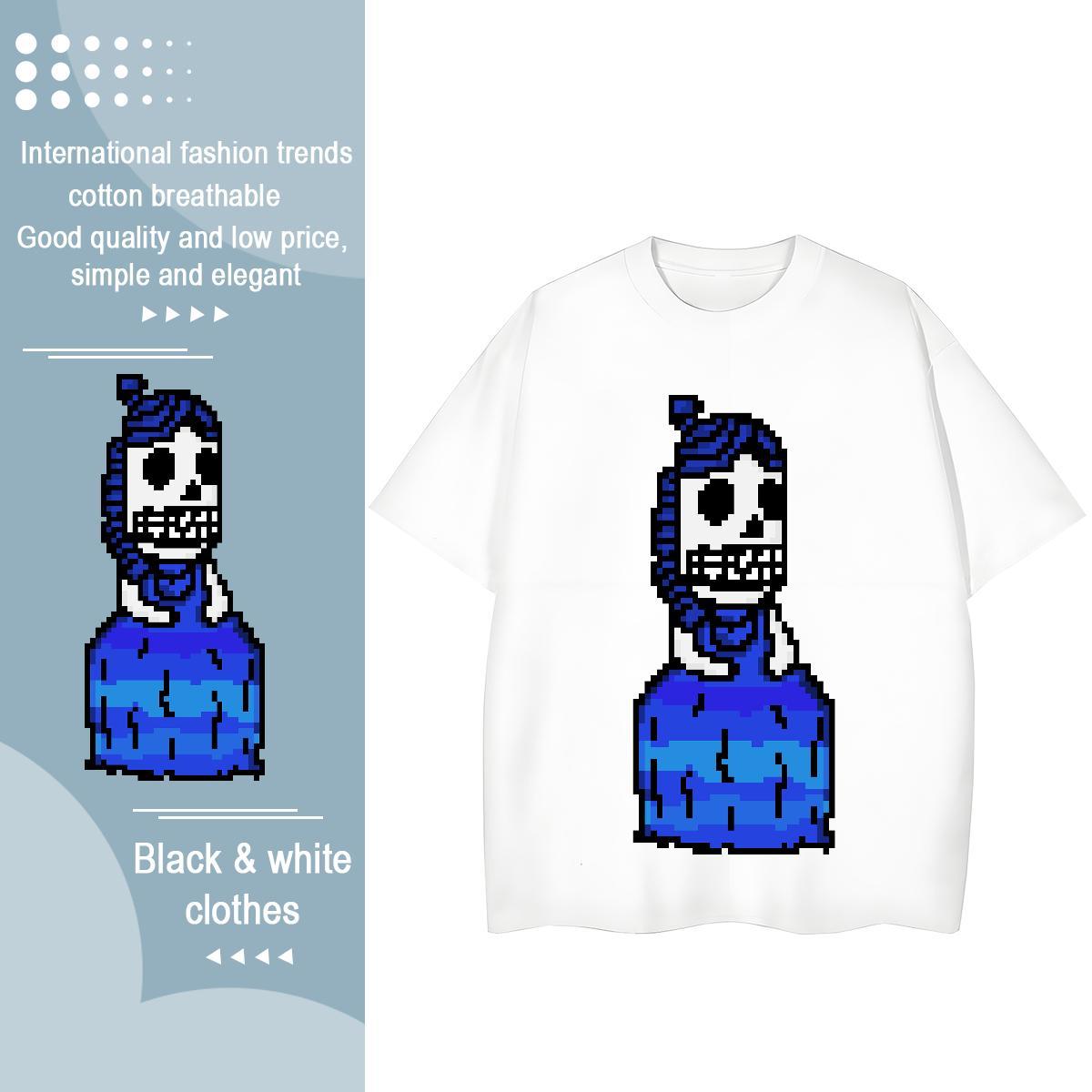 Fashion Casual T-Shirts 230g Pure Cotton Round Neck Short Sleeve Hip Hop Street skull Womens Tshirts Loose fit Cartoon Floral Printing Tops Shirt
