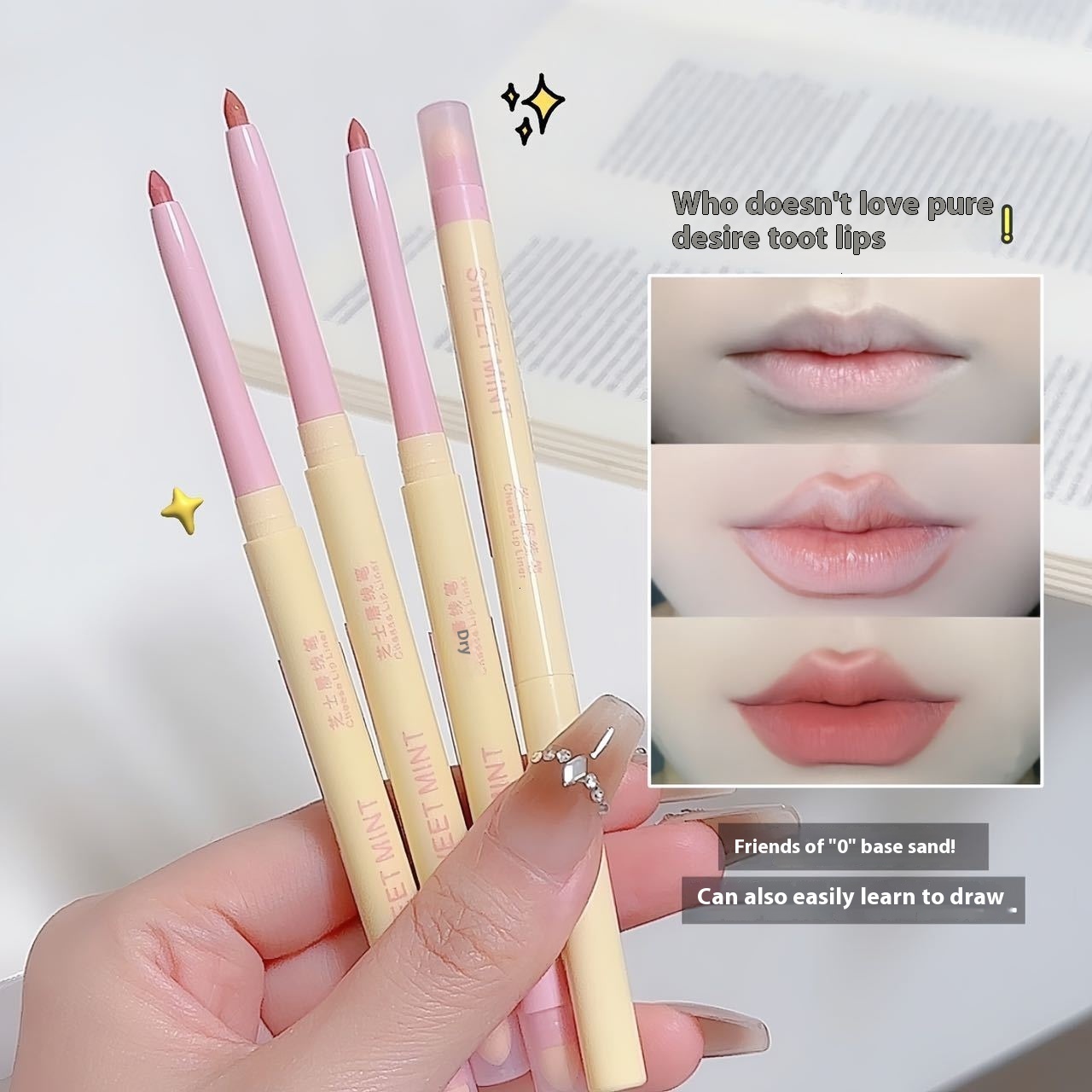 Cheese Shaped Sweet Mint Matte Lip Liner - Dual End Waterproof Color Stay Lipstick Pencil