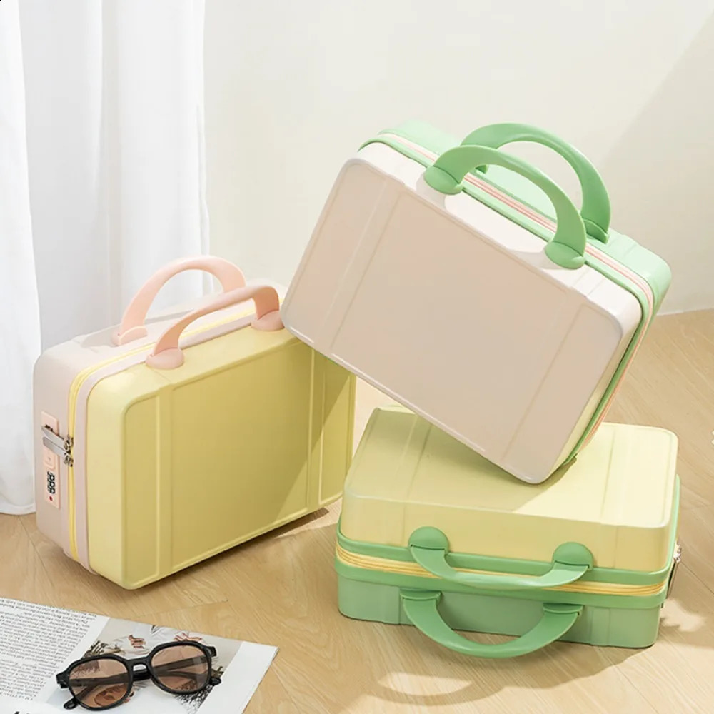 14 inch Mini Travel Suitcase Cosmetic Box Hand Luggage Organizer Case Small Boarding Case With Password Lock 240821