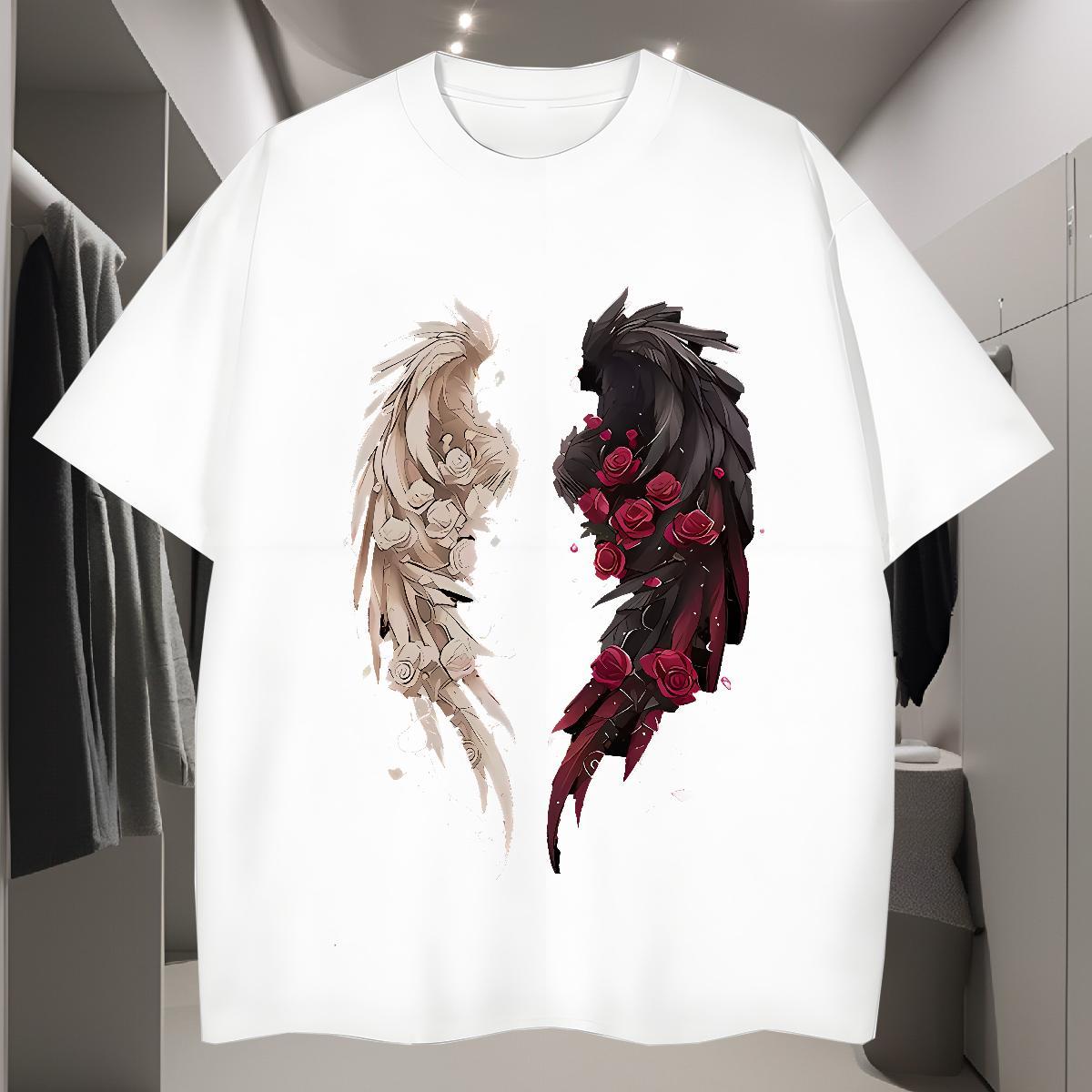 Fashion Casual Men Tees 230g Pure Cotton Hip Hop wing Breathable T Shirts Men Popular Custom Print Plus Size Top Tees