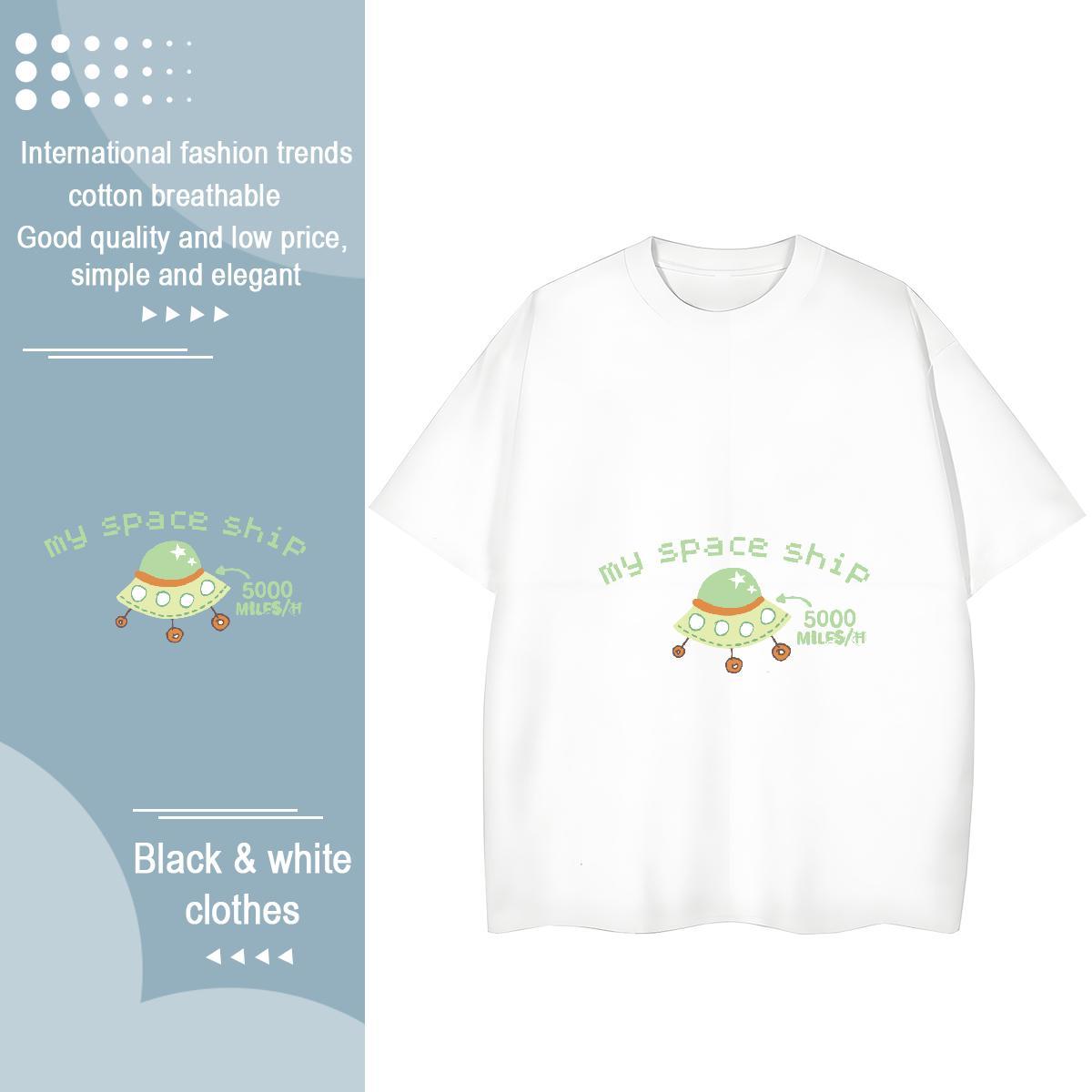 Soft Unisex Tshirts 100% Cotton 230g letter Summer Casual Woman T Shirts Breathable Short Sleeve Cartoon Printing L-4XL Tops Shirt