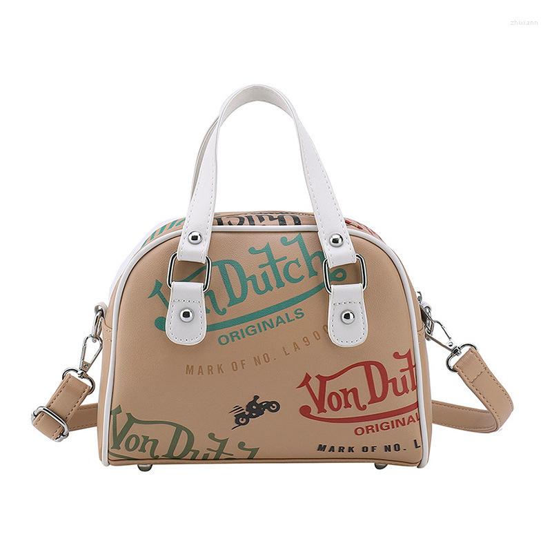 Shoulder Bags Women's Bag Contrast Color Shell Trendy Fashion Letter Printing Crossbody Handbag 6651