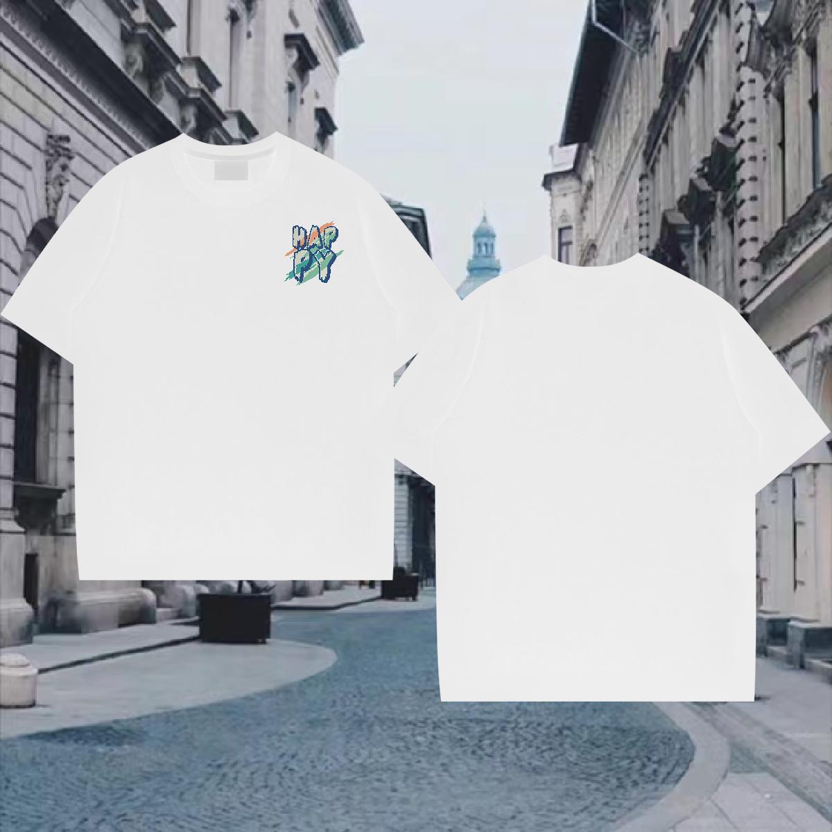 Fashion Design Sports Casual Tshirt for Man Woman happy Breathable Crew Neck 230g Pure Cotton T shirt Unisex Cartoon Printing L-4XL Polos