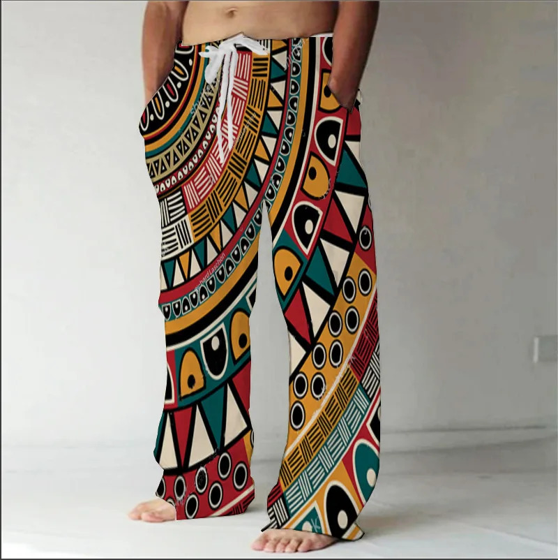 cross-border European and American 3D printed skull mens casual straight leg pants mens loose wide leg 240822