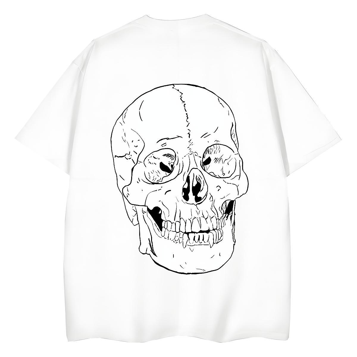 Fashion New Womens T Shirts 100% Cotton 230g Round Neck Short Sleeve High Street Hip Hop skull Women Tees Designer Nice Black Oversized Polos