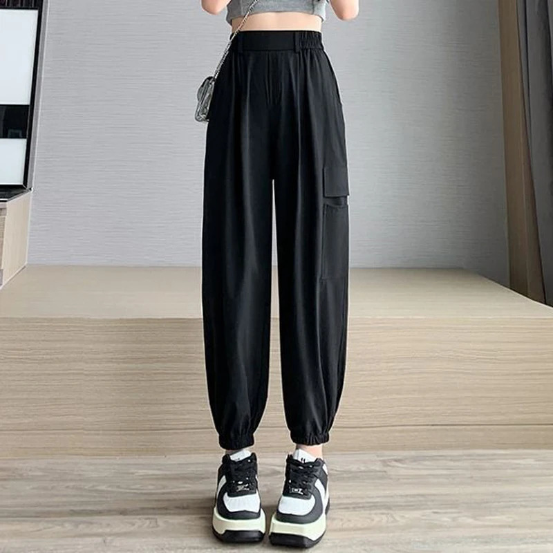 Women Clothes Summer Trendy Streetwear Harajuku Y2K Cargo Pants Casual Pockets Quick Drying Sweatpants High Waist Pantalones 240821
