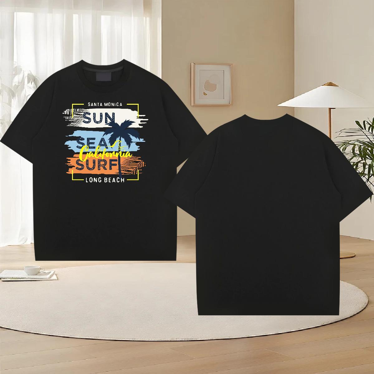 Comfortable Men Tshirts Casual Beach 230g 100% Cotton Oversized O Neck Short Sleeves tree T Shirt For Man 2024 DIY Clothings