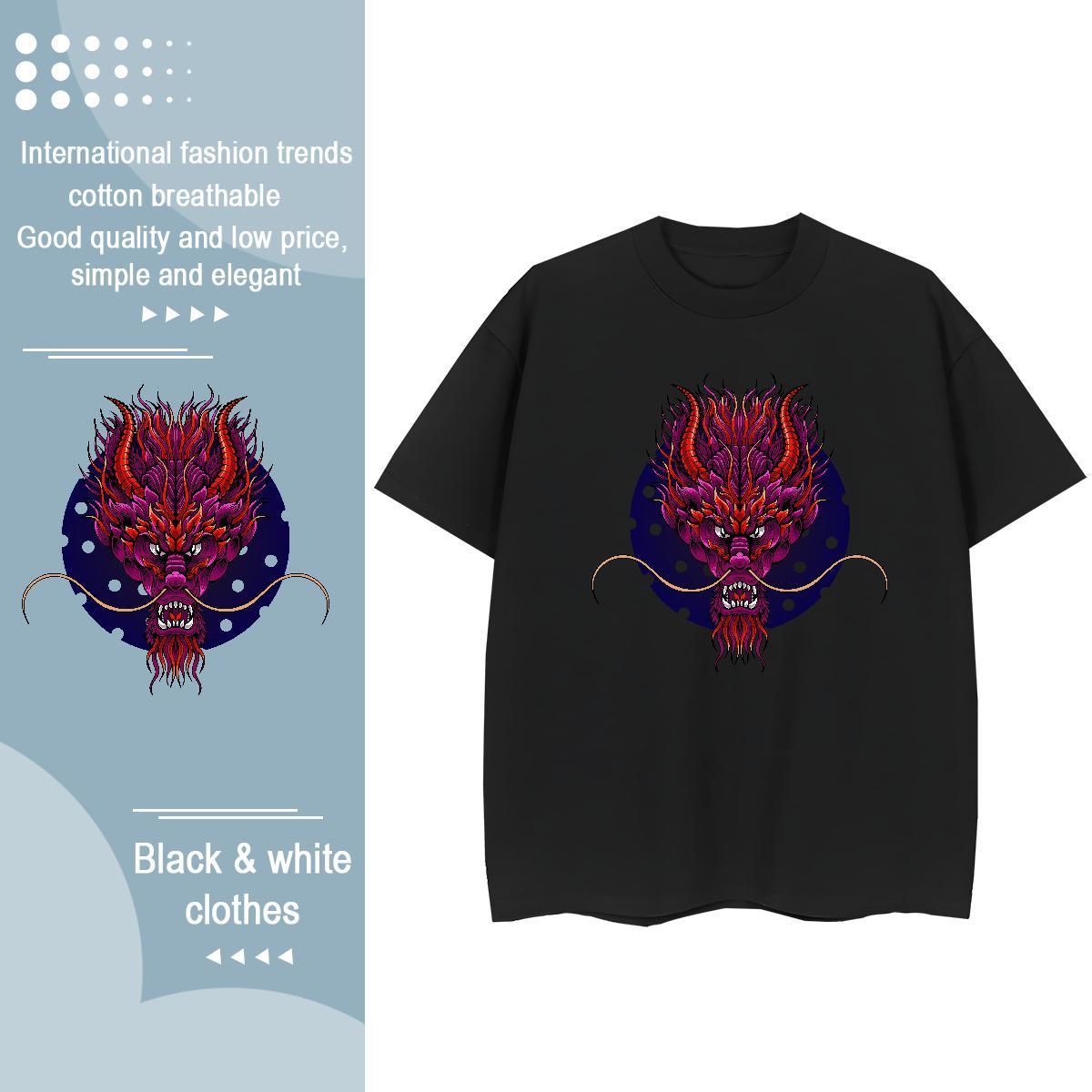 New Woman T Shirts 230g 100% Cotton Breathable Crew Neck Casual dragon Lady T shirt 5A Cartoon Anime Tee Shirt
