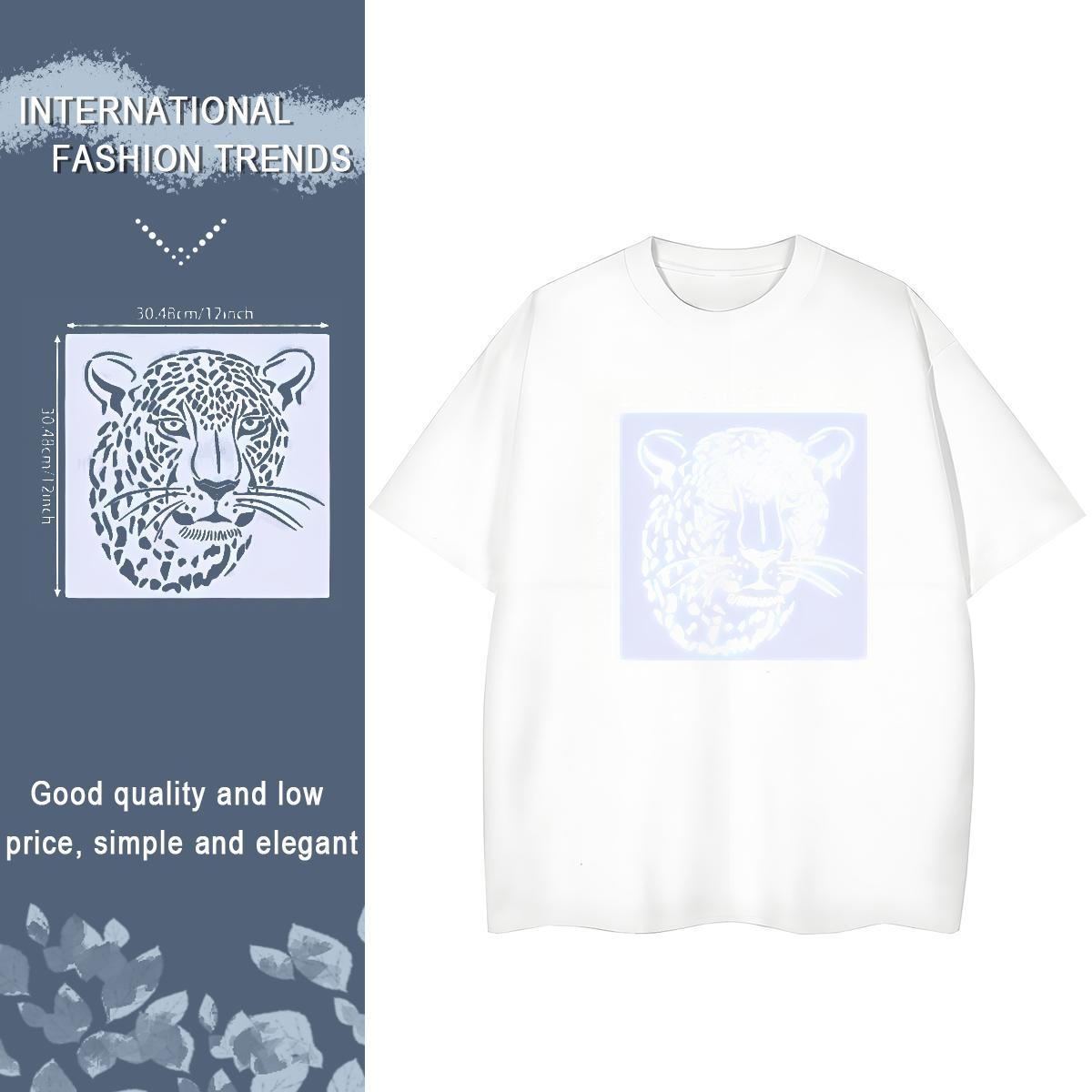 DIY Women T Shirts Breathable Soft 230g Cotton Womens Tshirts Cartoon Print leopard Outdoor Designer Nice Clothes Shirt