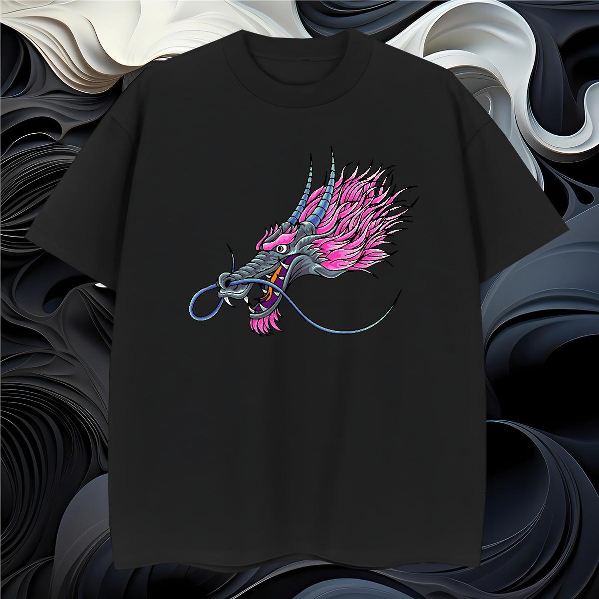 Loose Fit dragon head T Shirts Men Street wear Hip Hop Tshirt for Man Woman 230g Cotton 2024 Designer Breathable Soft Custom Print Plus Size Tops Shir
