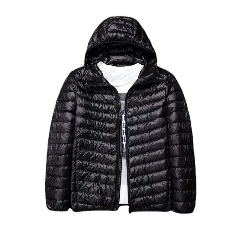 highend mens white duck down jacket short hooded autumn lightweight w240822