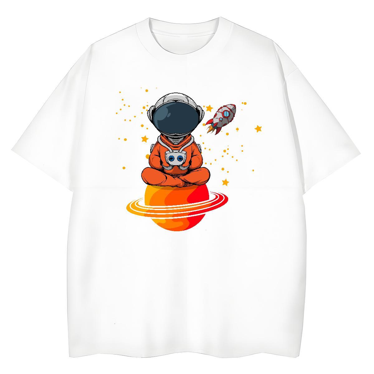 Nice Couples T Shirts 230g Pure Cotton cosmonaut Home Outdoor T Shirt For Woman Round Neck Short Sleeve Customized Print Wear