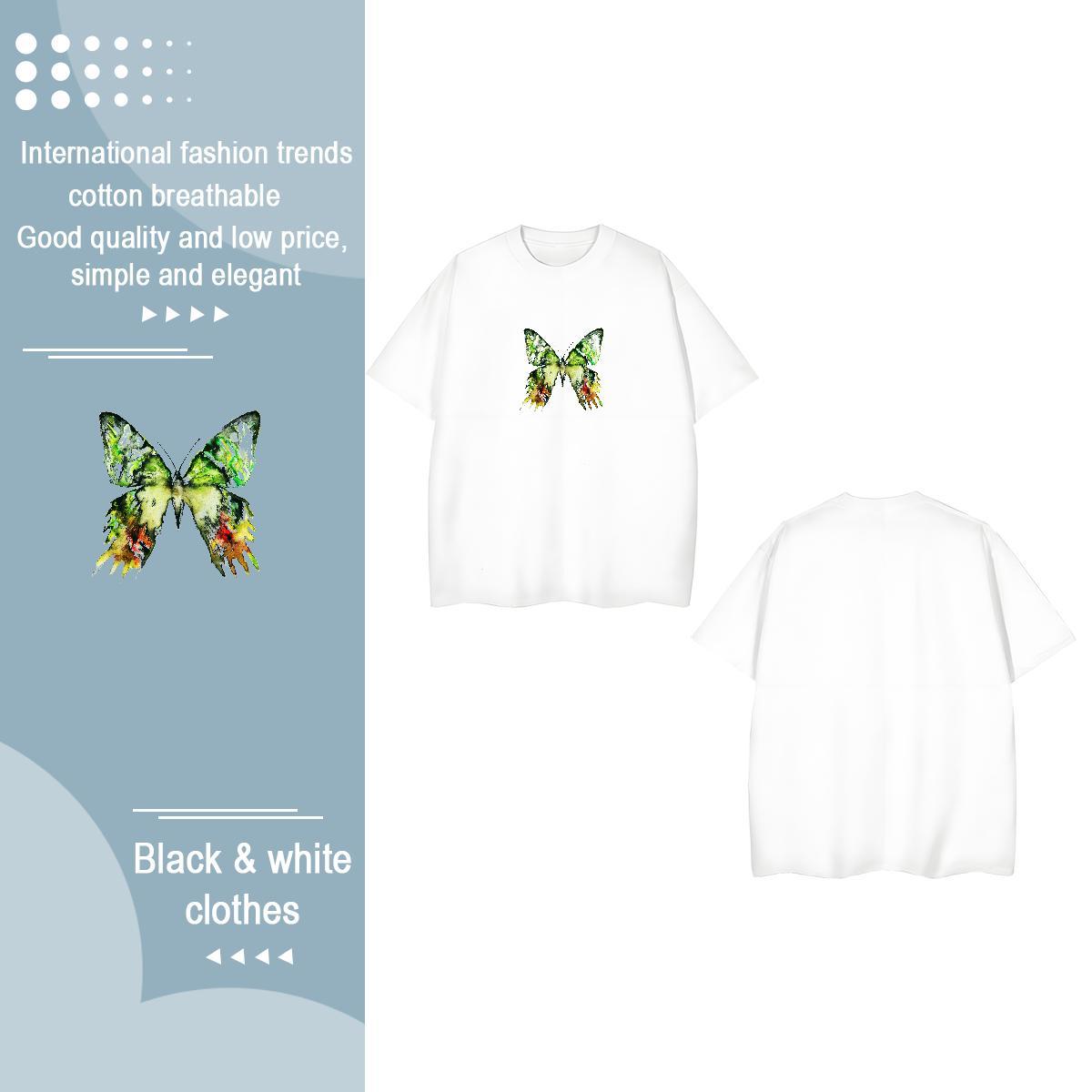 Custom Womens T Shirts Short sleeve Soft 230g Pure Cotton Tshirt for Man Woman Oversized L-4XL Butterfly Street Wear Nice Tshirts