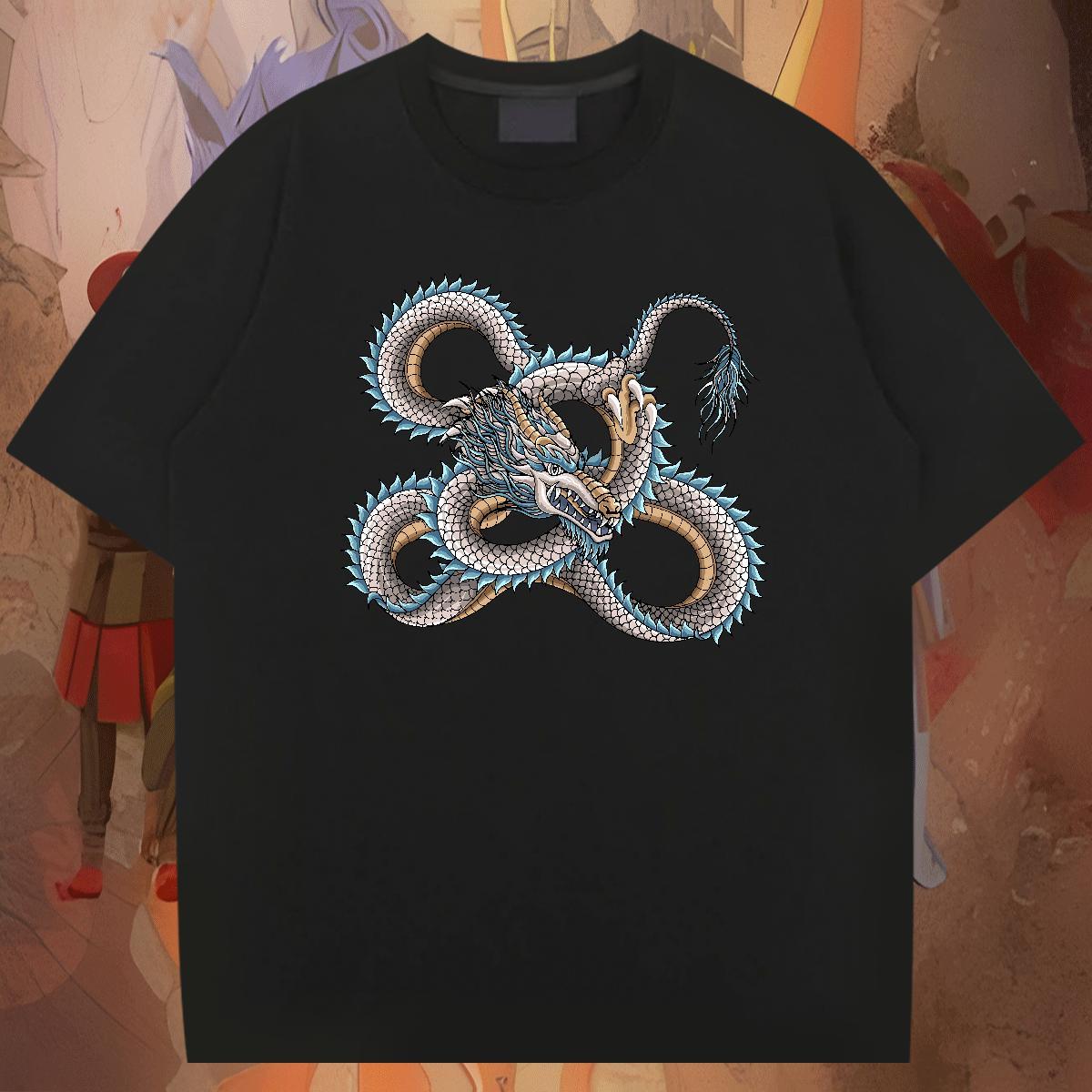 Factory Direct Casual Daily Wear Tshirts dragon O Neck Short Sleeves 230g Pure Cotton T-Shirts for Men Wholesale Custom Print Oversized Tops Shirt