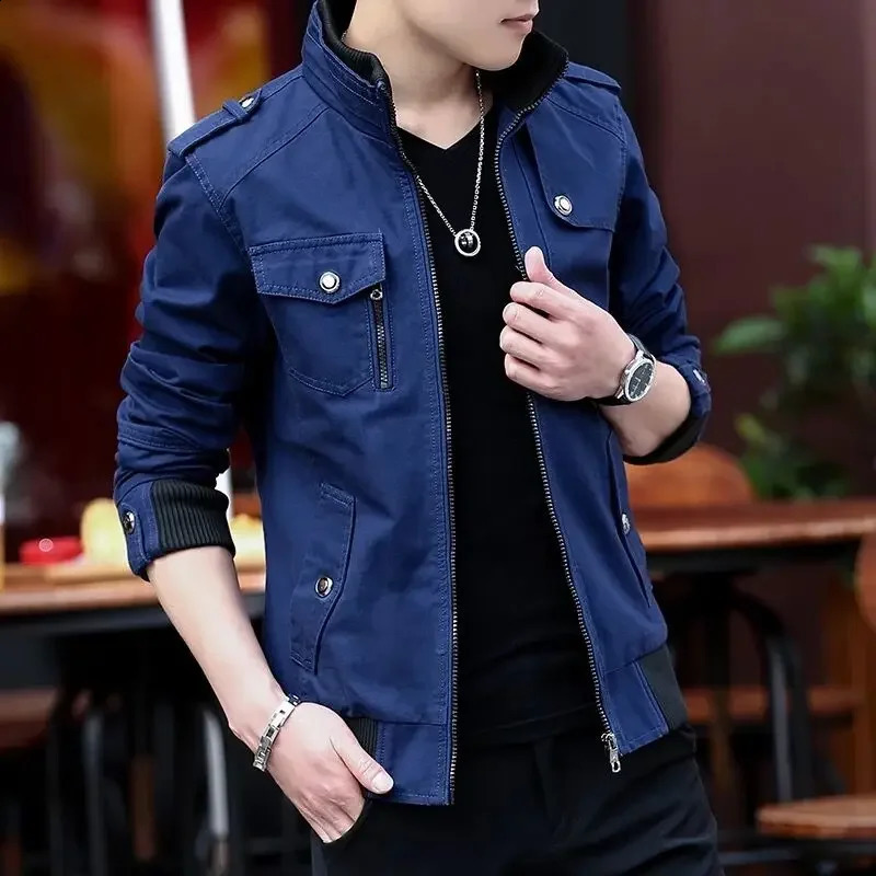 fashion bomber jacket mens simple British style windproof jacket and baseball jacket mens 240821 ww