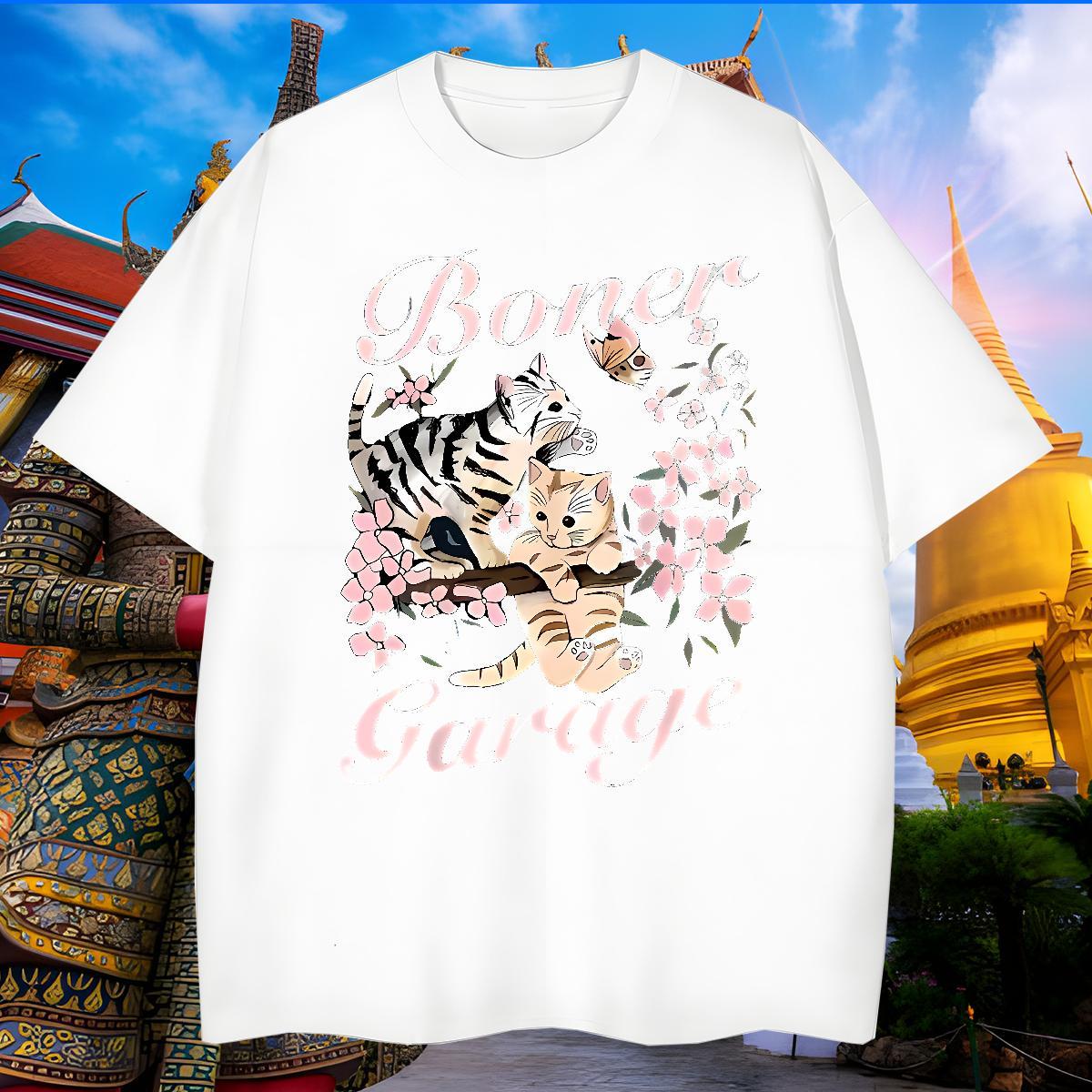 Wholesale Men T Shirts cat O-Neck Short Sleeve Street Casual DIY Printed 230g Cotton Tshirt for Man Woman Designer Fashion Tees Shirts