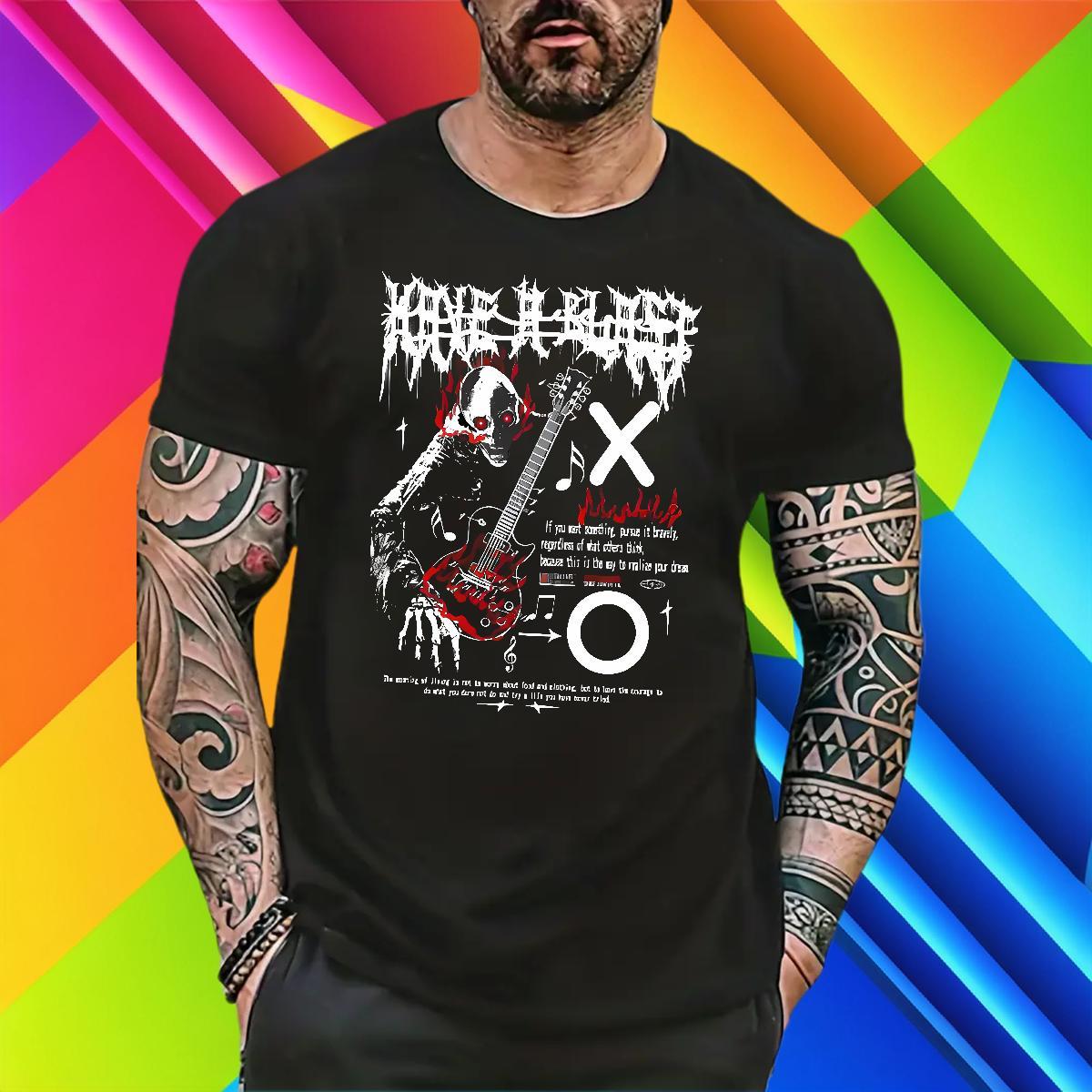 Cool Design guitar T shirt Casual Beach Tshirts 230g 100% Cotton 2024 Designer Breathable Short Sleeve Plus Size Cartoon Tees Shirts