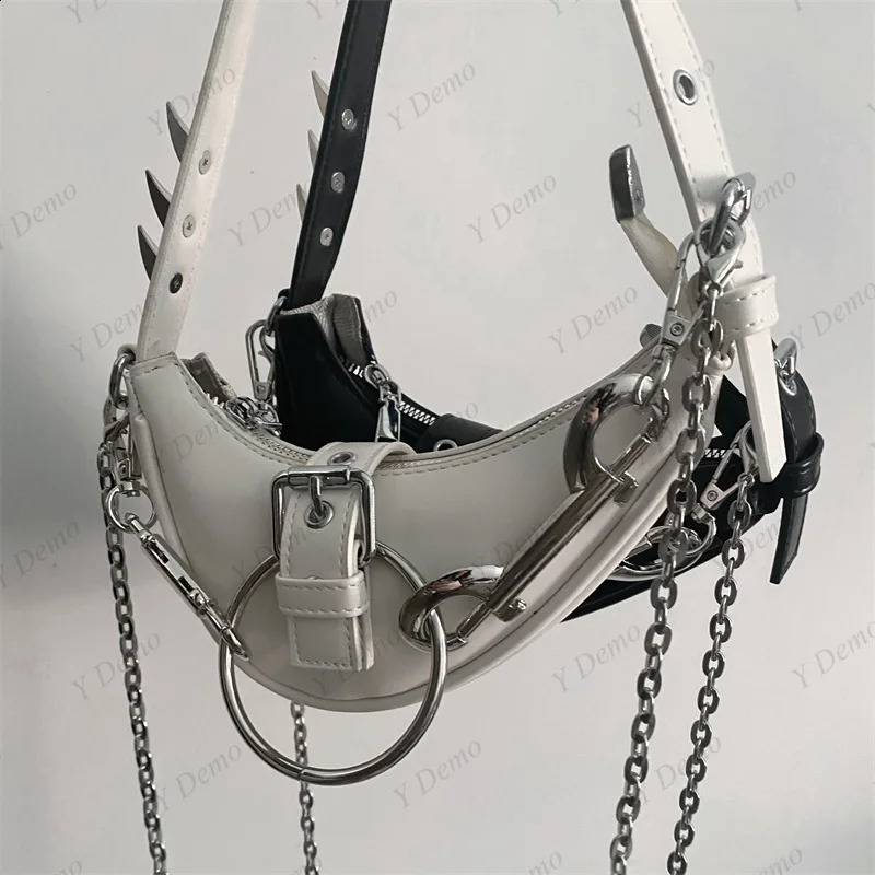 Y Demo Punk Rivet Handbag Gothic Rock Metal Buckle Spark Womens Shoulder Bag Ten Font Mini 240821