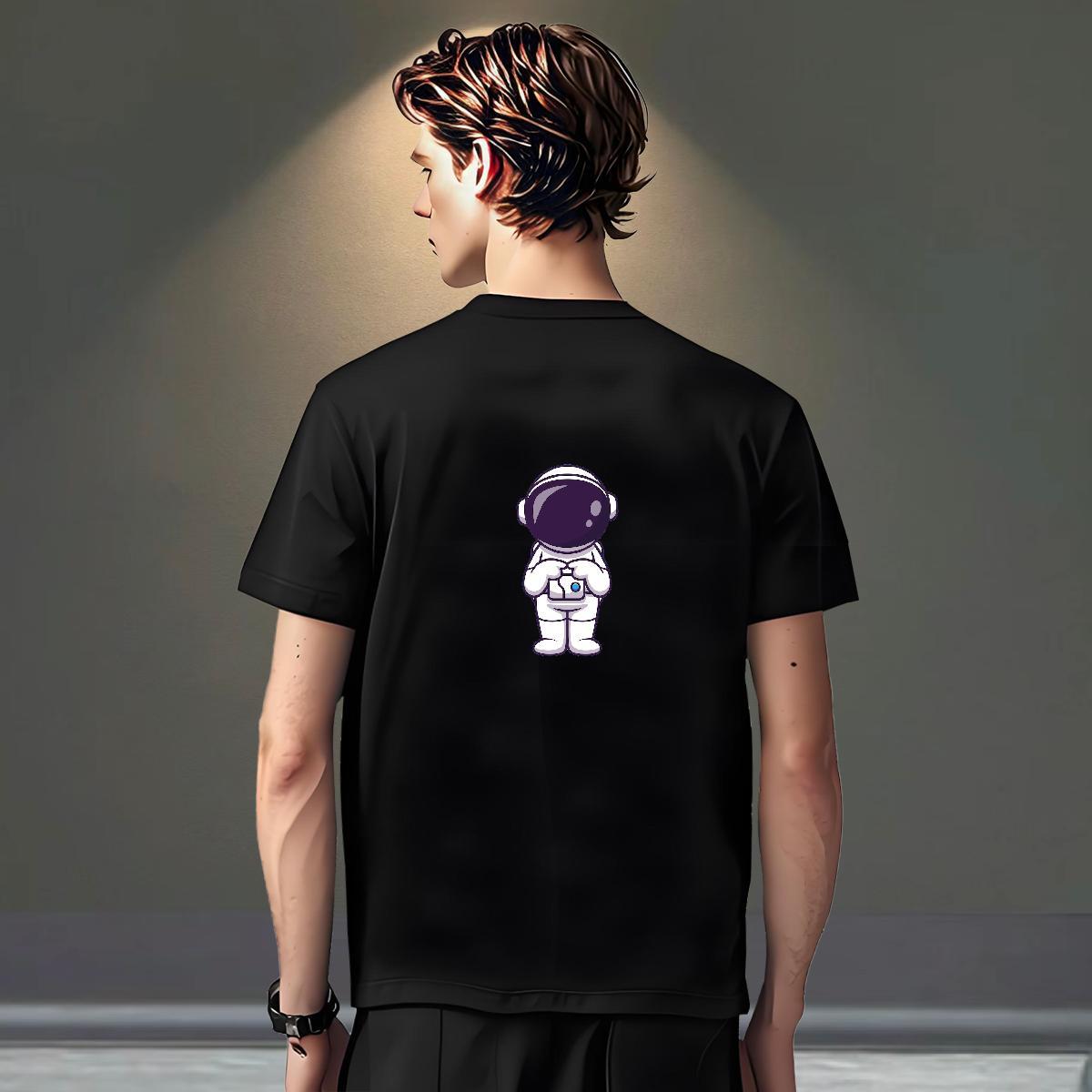 High Quality Couples T Shirts Hip Hop 230g Pure Cotton Custom Print Oversized Crew Neck spaceman Mens T Shirts Brand Polos
