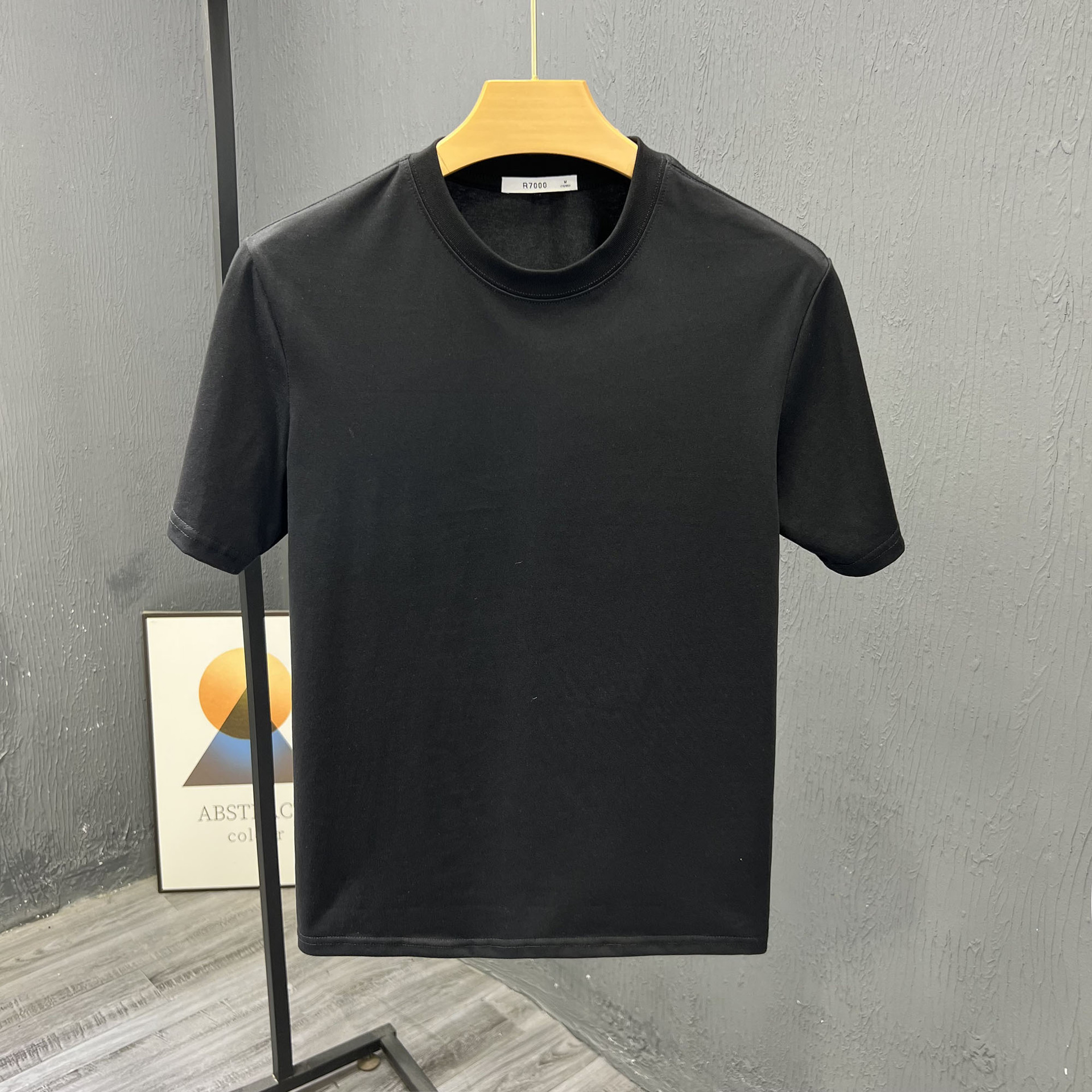 New Short Sleeved T-shirt Mens Round Neck Short Sleeved Mens Summer Trendy Style t Versatile Top Interwoven T-shirt Top