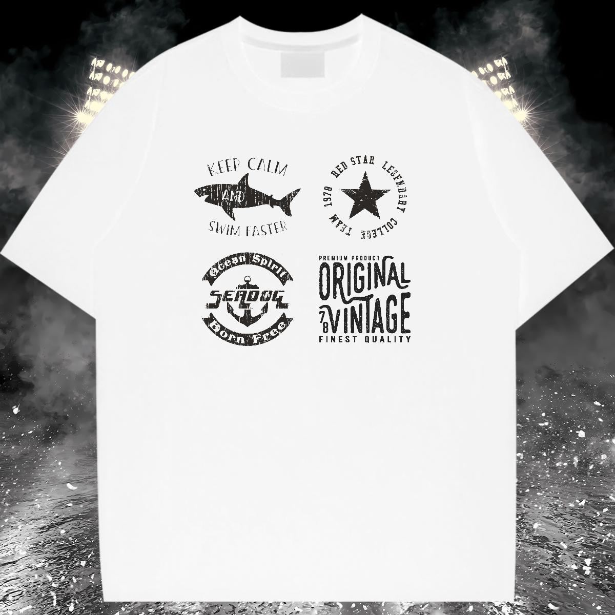 Loose Couples T Shirts 230g Cotton letter Casual Daily Wear Woman T Shirts Short sleeve Soft Cartoon Print Tee Shirt
