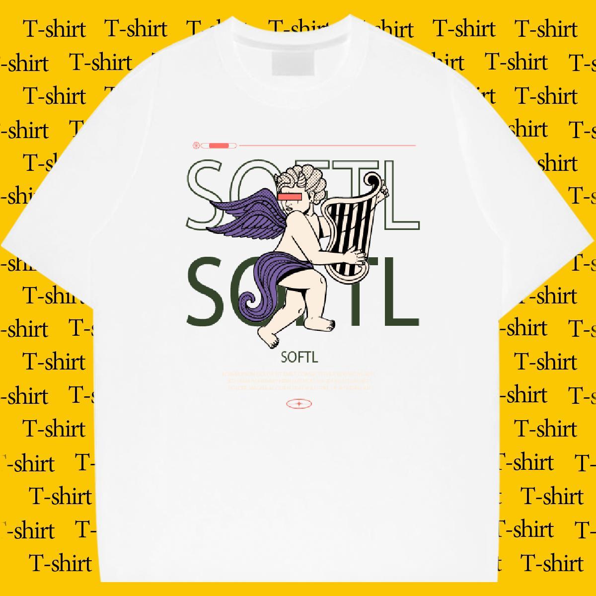 Loose Tshirts Casual Beach 230g 100% Cotton Custom Cartoon Short Sleeve O-Neck angel Men T Shirts Factory Direct Tees